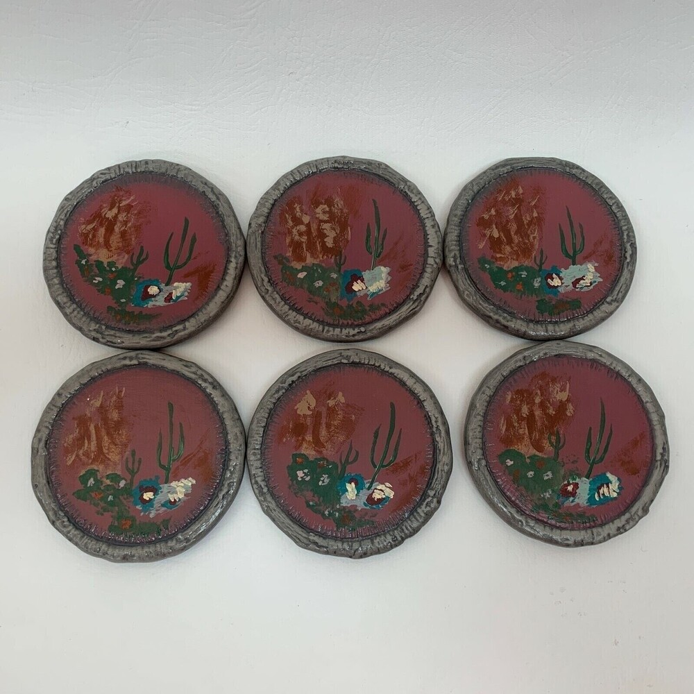 NG Desert Cactus Gray‎ Coasters Lot of 6